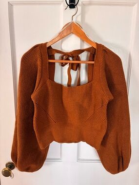 MINKPINK Ribbed Knit Rust Tank Top